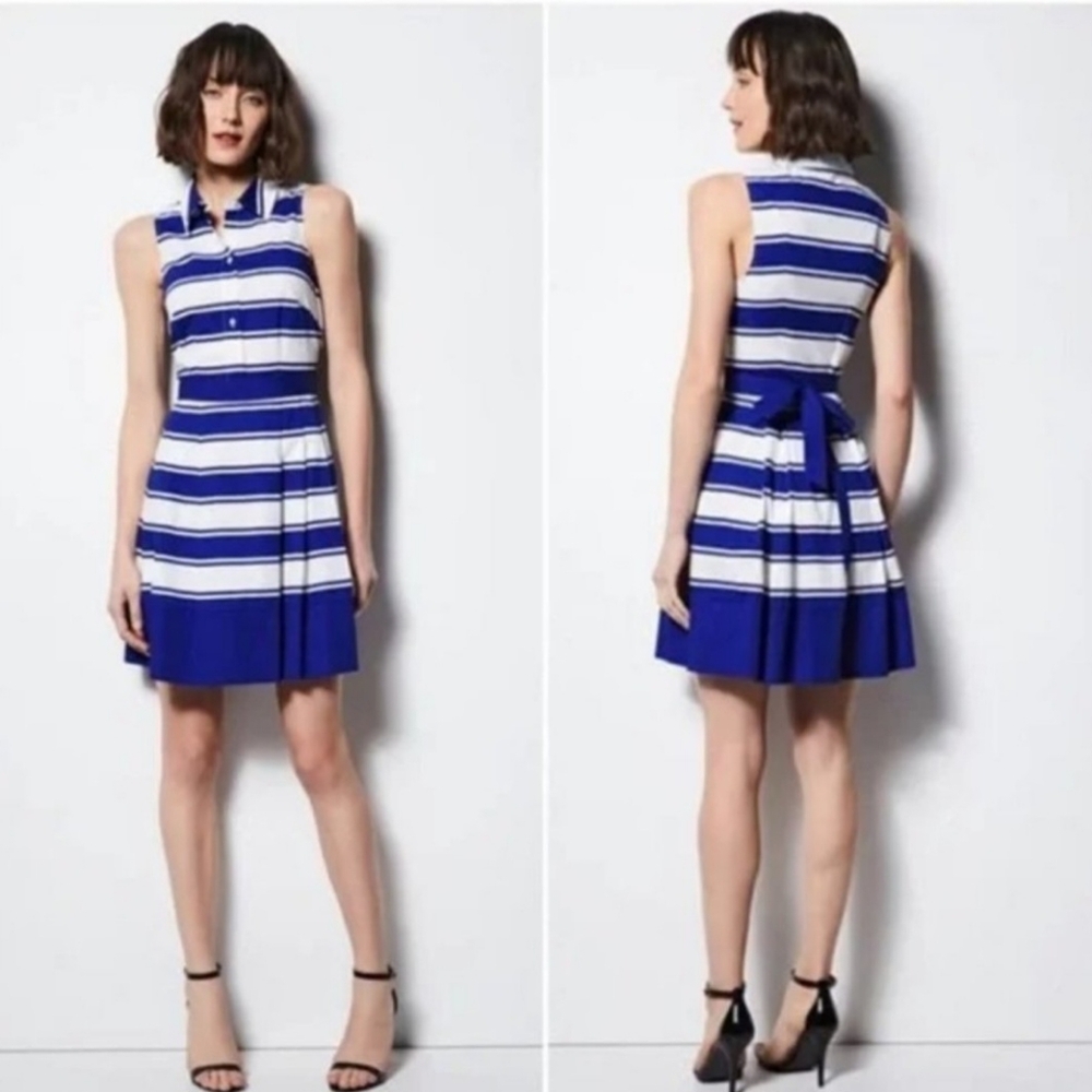 Milly | Cotton Striped Fit & Flare Popover Nautical Mini Sleeveless Dress Size 8